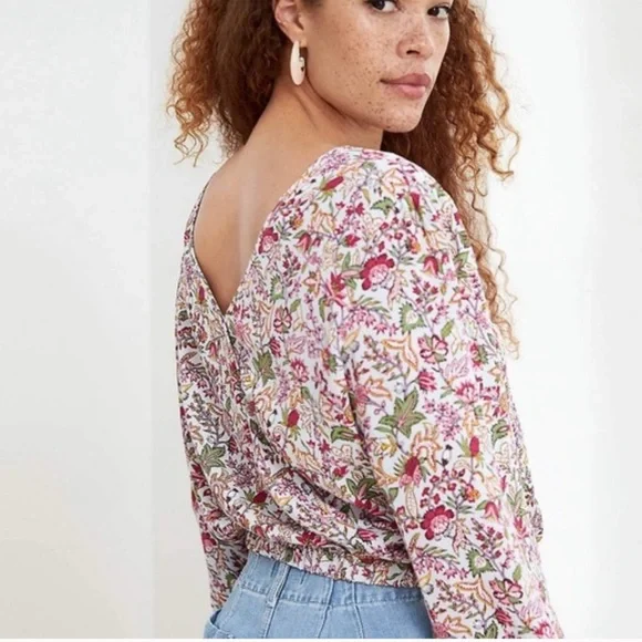 Loft jungle wrap back croppwd top M - Picture 3 of 7